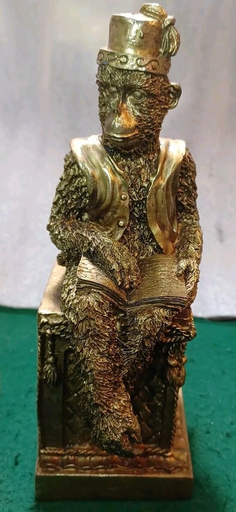 Vintage 2 Scholar Monkey Book Ends, Gold Gilded Heavy, "Very Nice"