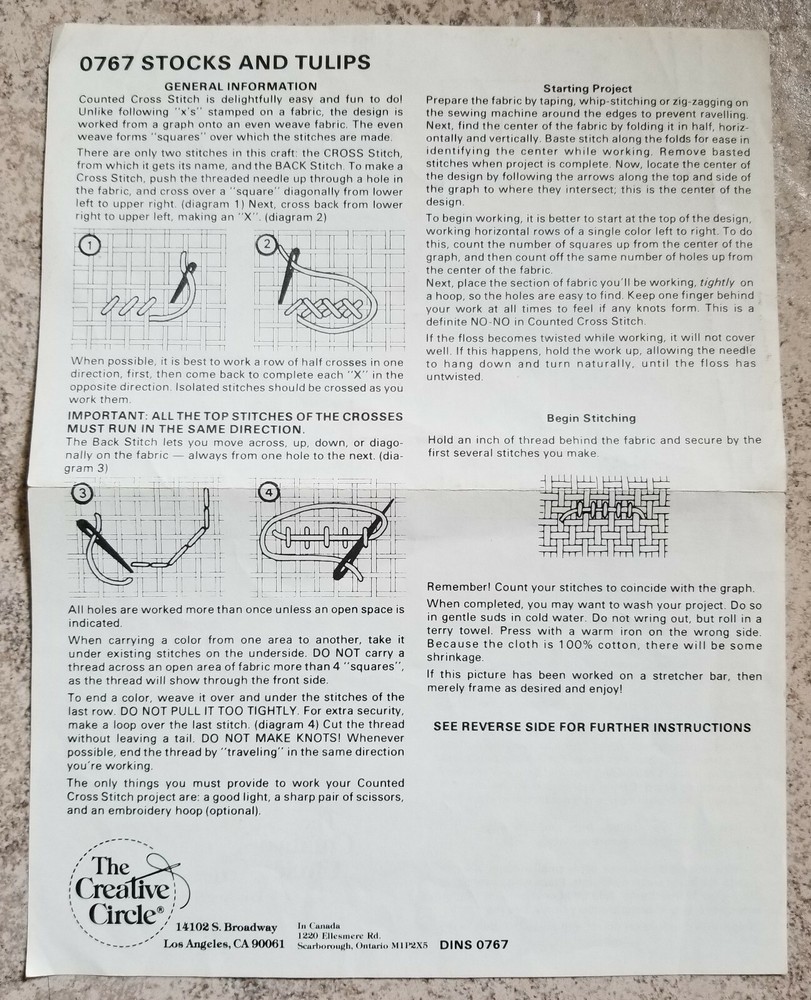 Stocks and Tulips pattern only – The Creative Circle #0767 – 1981