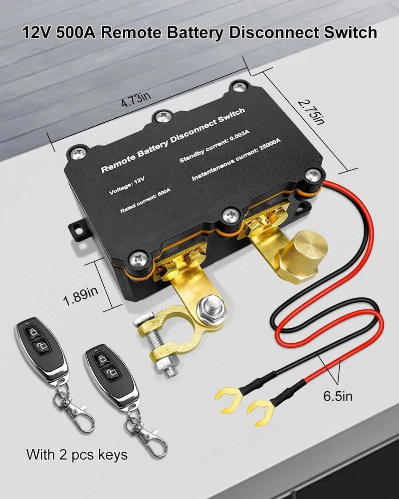 12V 500A Remote Battery Disconnect Switch, Intelligent Battery Kill Switch for