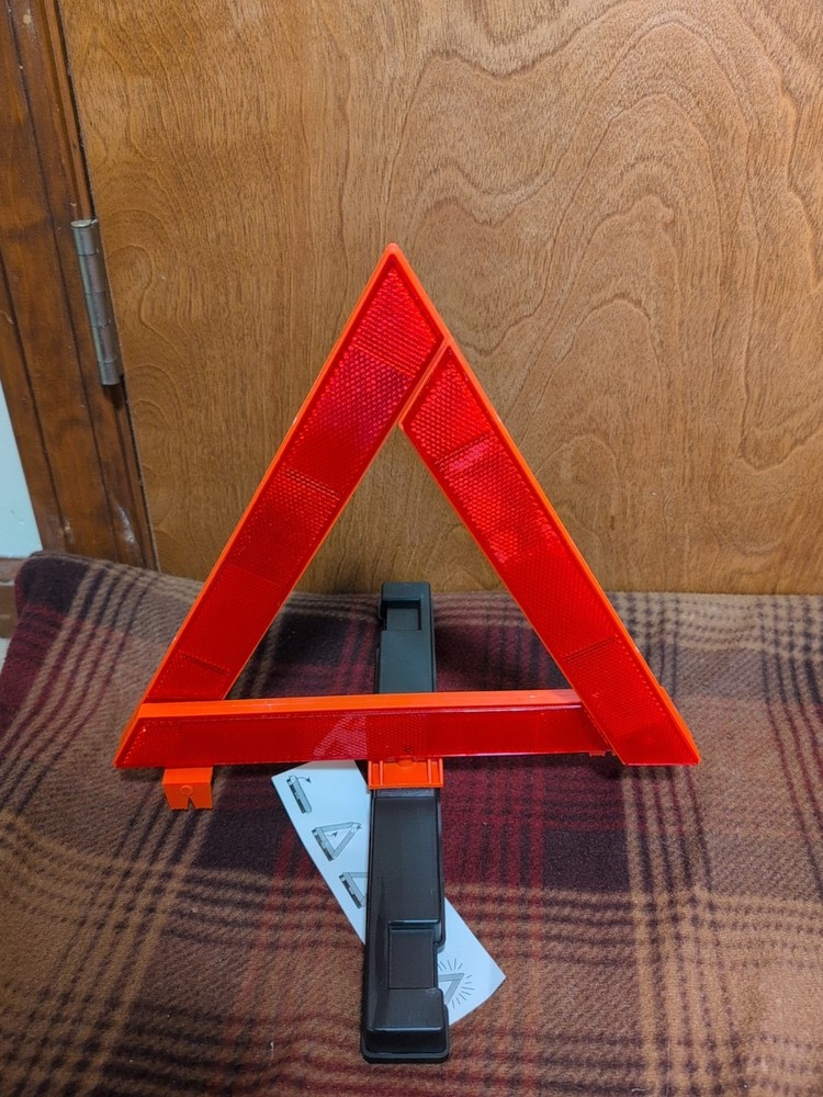 Warning Triangle Reflective With Weighted Base Rotates 90 Degrees