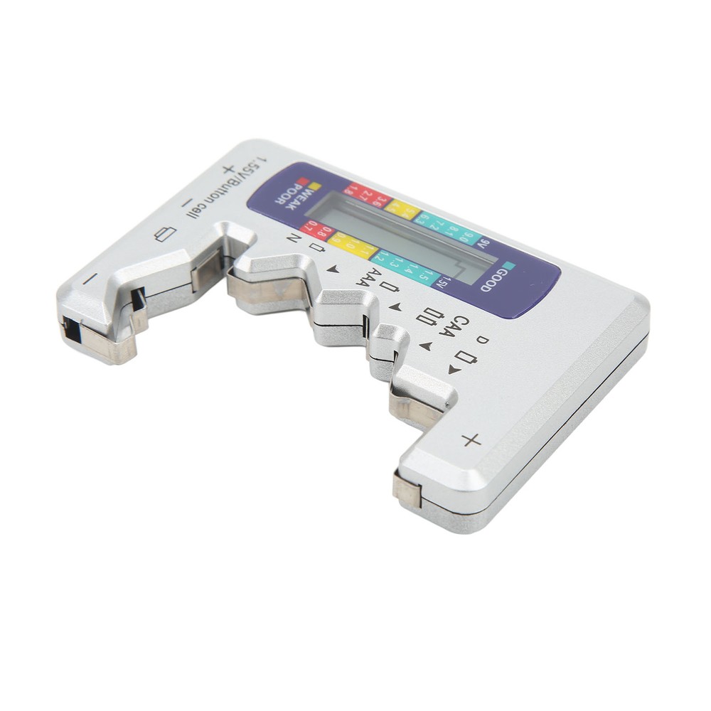Battery Capacity Gauge Tester D C N AAA AA 9V 1.5V Button Cell Analyzer(Silver )