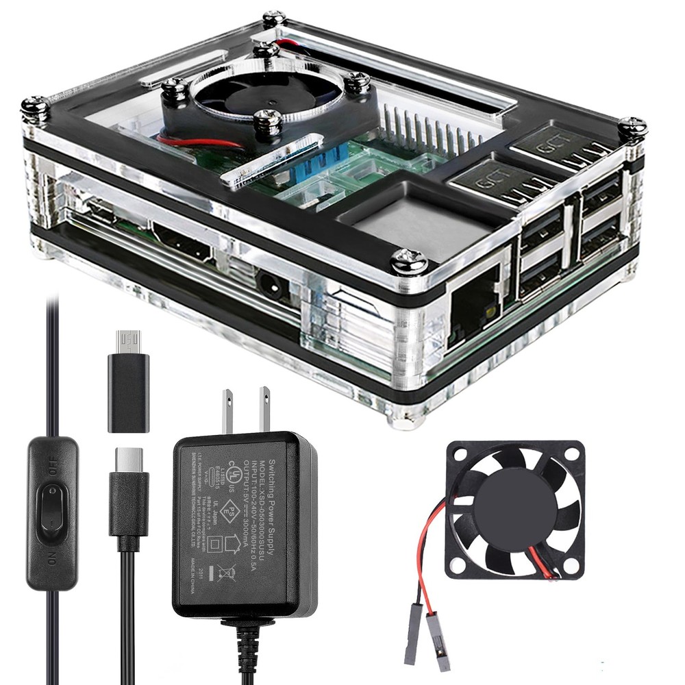 Miuzei Case for Raspberry Pi 3 with Fan Cooling 3B 3 clear white