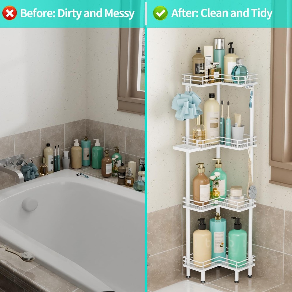 HapiRm Corner Shower Caddy Organizer 4-Tier Bathroom Shelf Rustproof