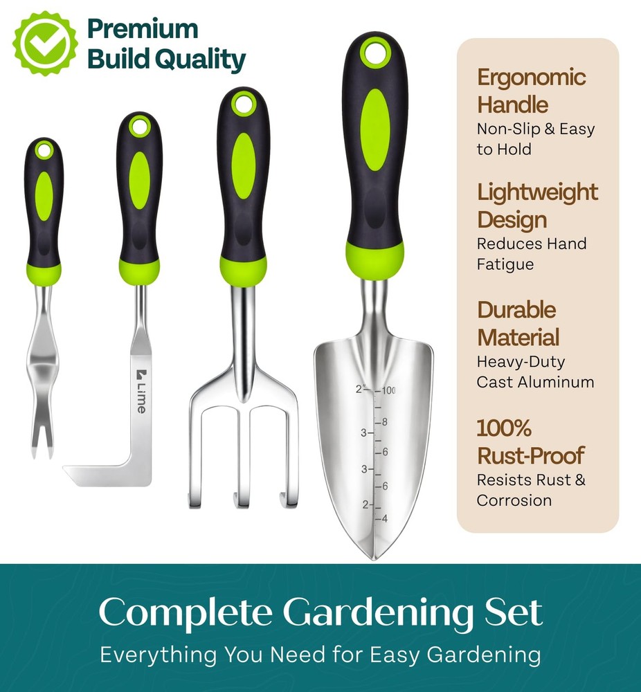 Heavy Duty Garden Tools Floral Set - Rust Proof, Non-Slip, Durable