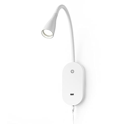 Wall Mount Reading Light, Focused Book Light for Reading in White-4000K-1 Pack