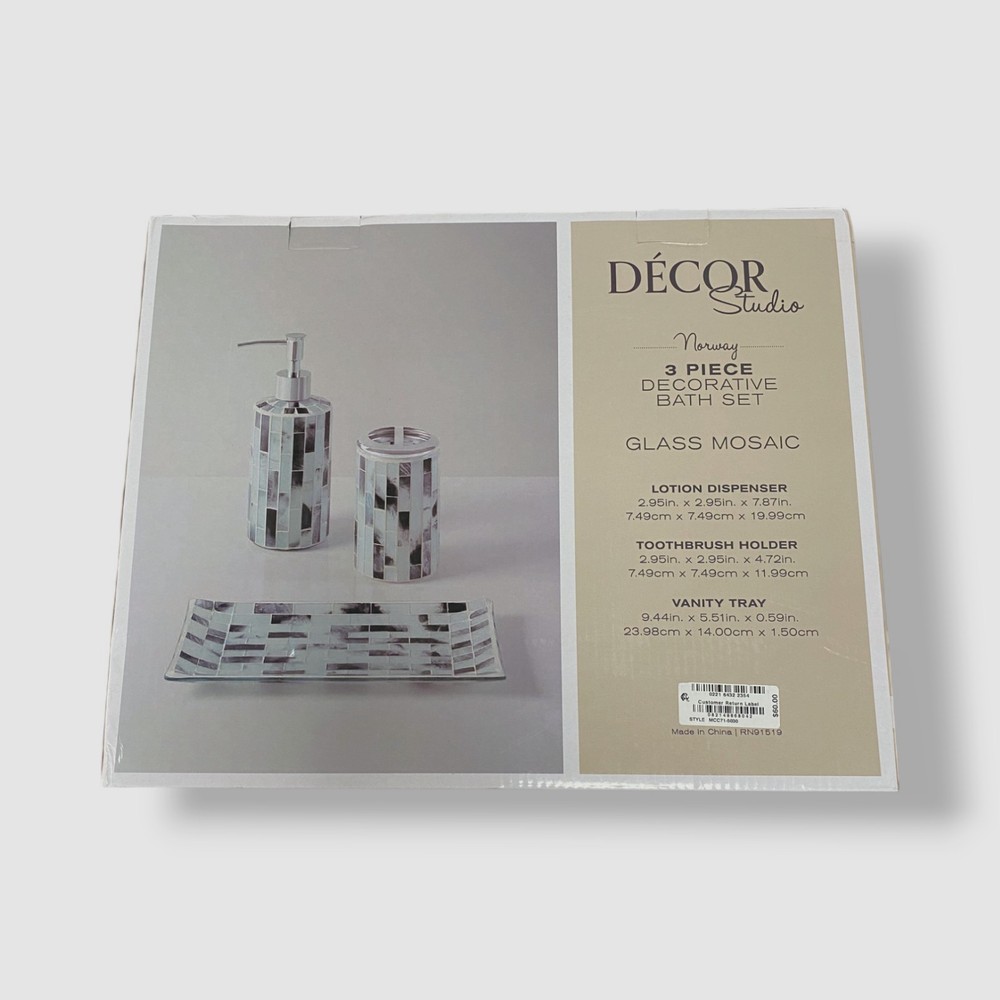 Decor Studio Blue Norway Mosaic 3-pc Bath Accessory Set