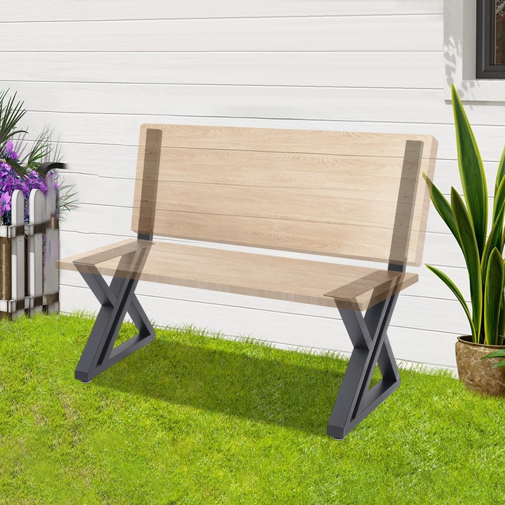 Bench Legs, 2PCS Bench Legs, Z-Shaped Bench Legs with Backrest Bracket