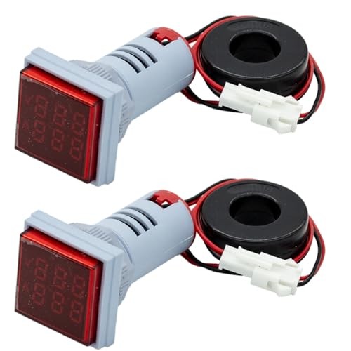 2PCS LED Display Panel Digital Voltmeter Ammeter Dual Display 22mm Square
