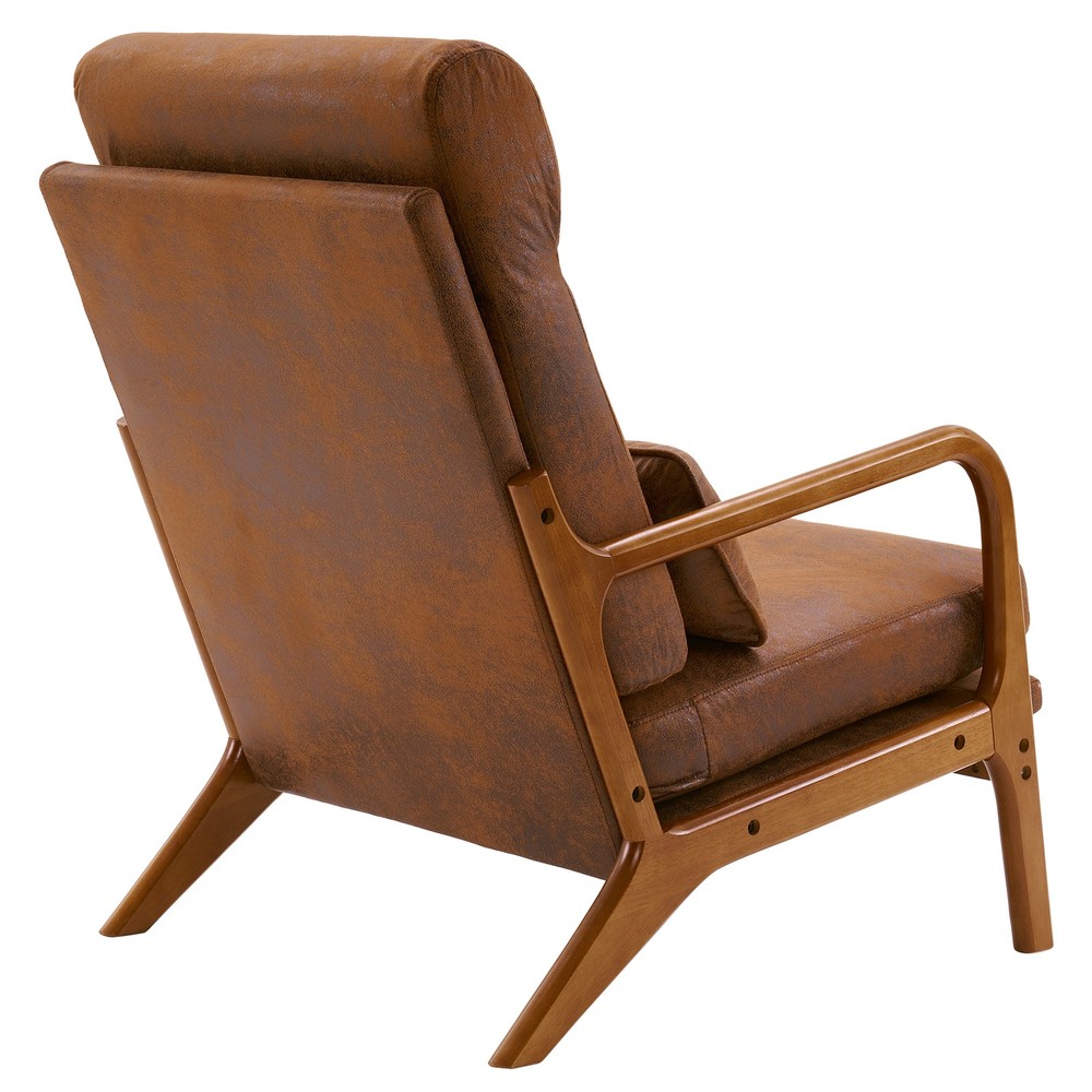 High Back Solid Wood Armrest Backrest Iron Frame Bronzing Cloth Leisure Chair