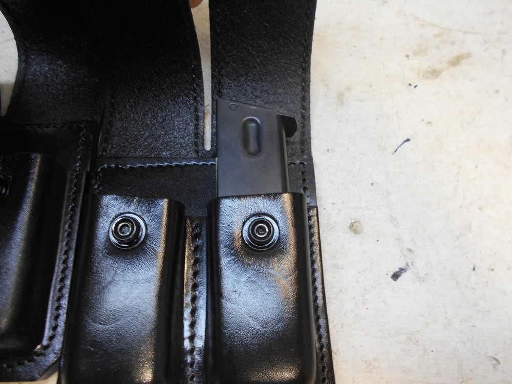 2 new black leather dbl magazine pouches