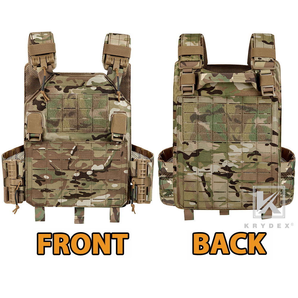 KRYDEX Plate Carrier Tactical Vest Quick Release & Laser Cut MOLLE Panel Camo