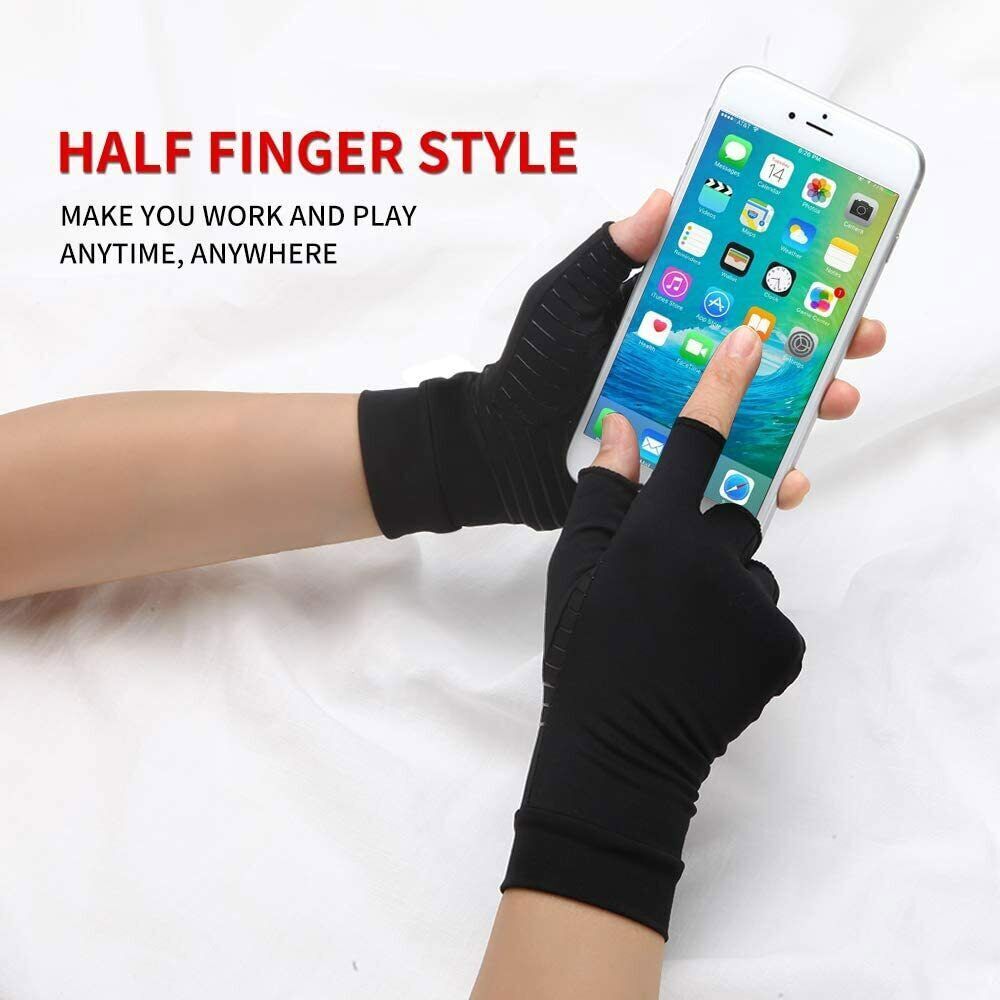 Copper Compression Arthritis Gloves Hand Support Fit Joint Pain Relief Pair