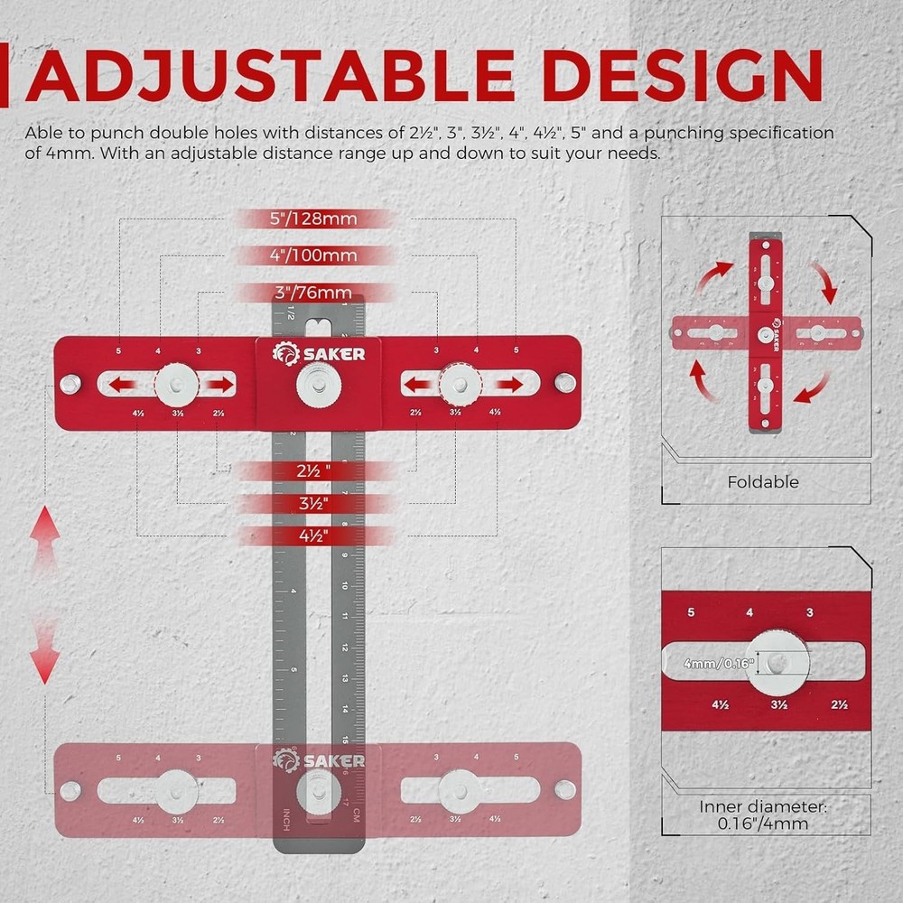 Cabinet Hardware Doweling Jig Adjustable Cabinet Template Tool for Knobs,Handles