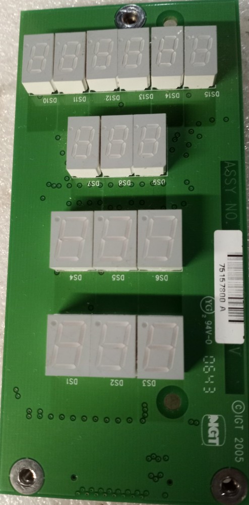 IGT S2000 7 SEGMENT DISPLAY BOARD