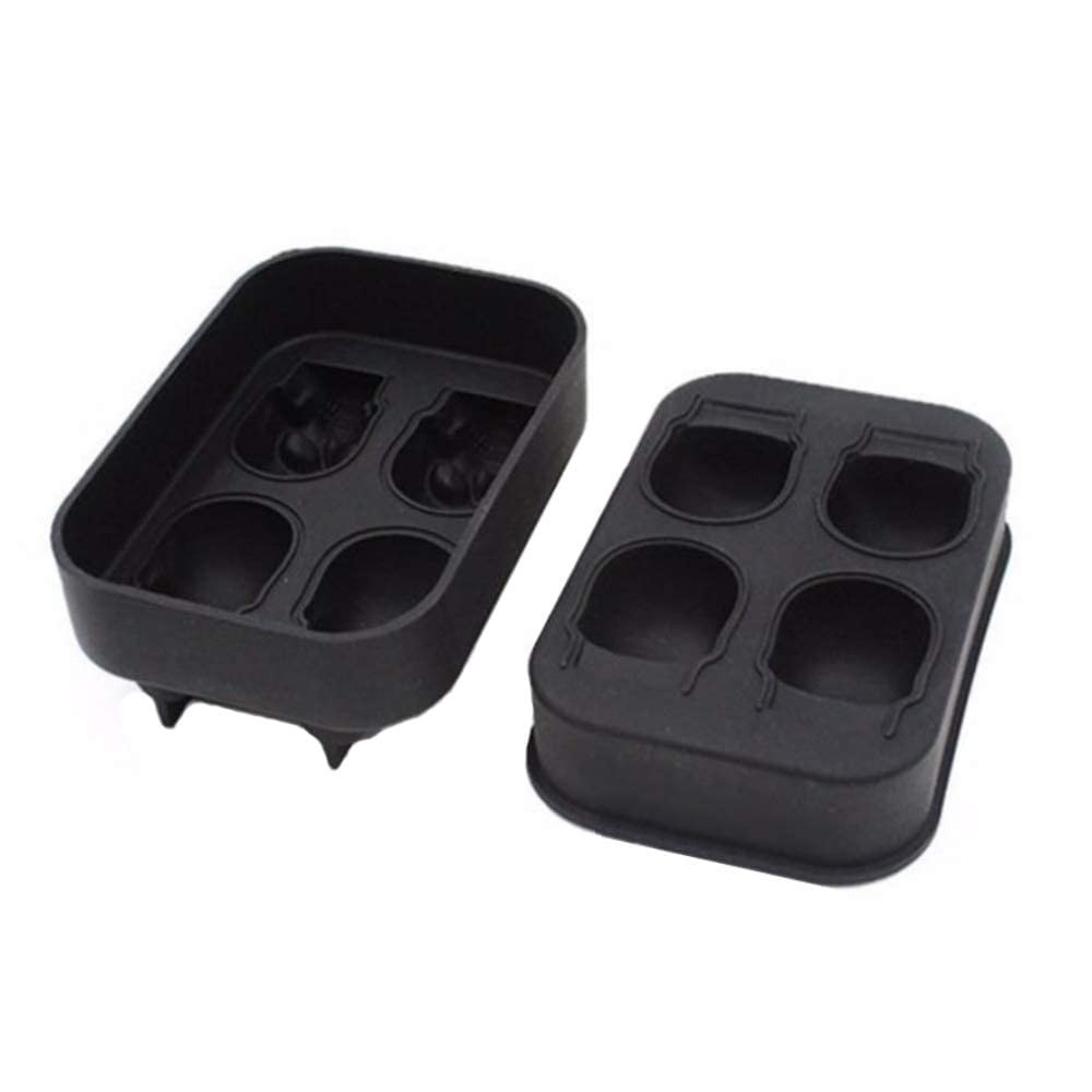 CHIYAN 3D Skull 2pack Small ice mold, Black, 1.9" Skull, 2 Pack