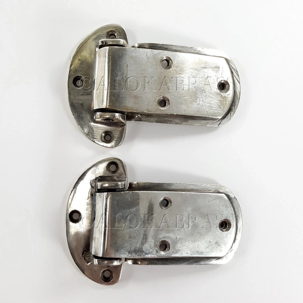 2 x Solid Brass Ice Box Catch Hinges Heavy Duty Offset 3/4" Vintage Kitchen Box