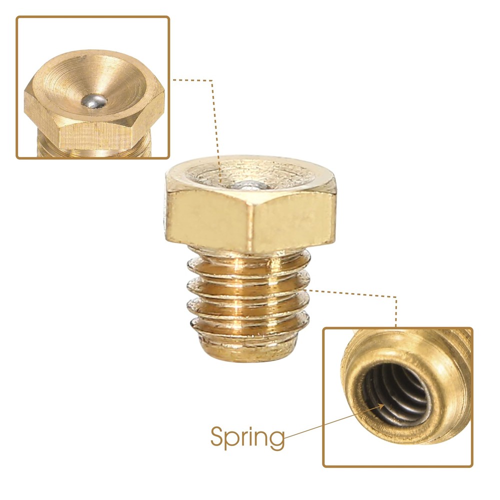 M6x1mm Flush Low Profile Grease Fittings - Hex Head Zerk Plug 20 Pack