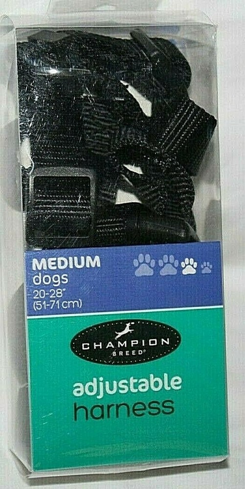 Champion Breed Adjustable Harness Medium Dogs 20-28"  in BLACK  CB40043