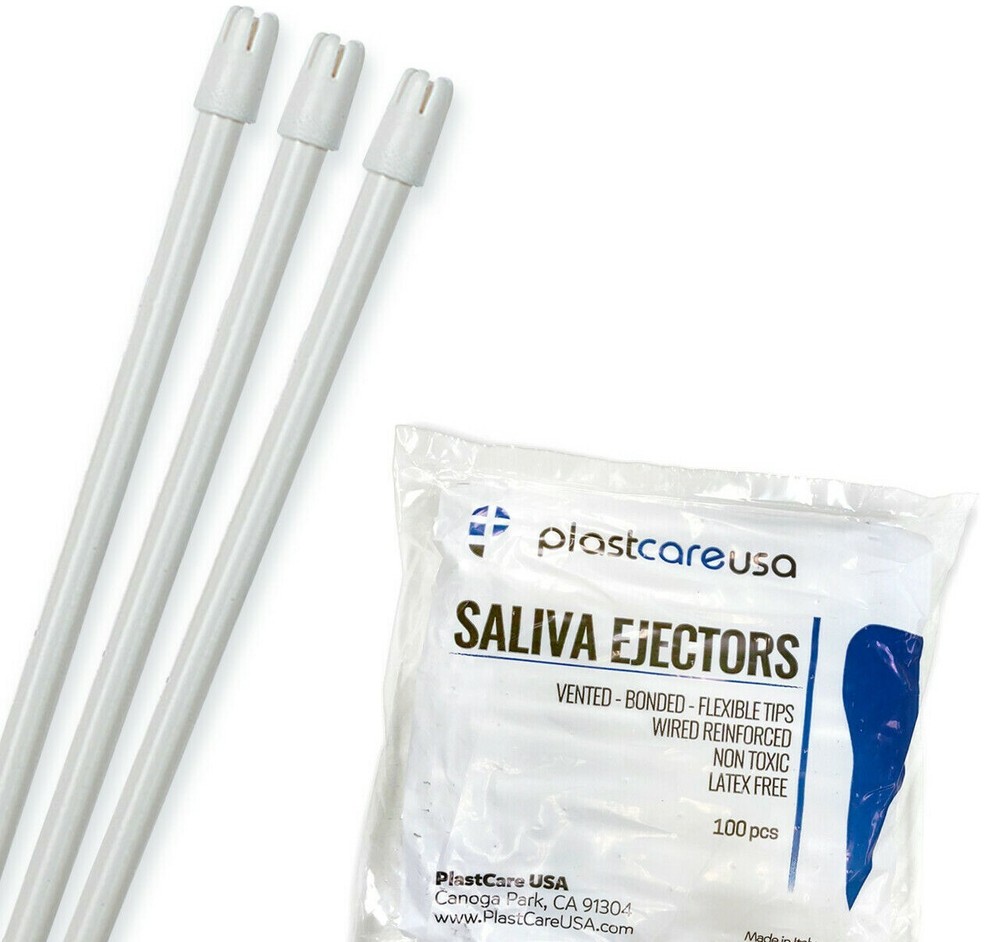 200 (2 Bag) Saliva Ejectors Ejector White Dental, Suction Tips, Disposable