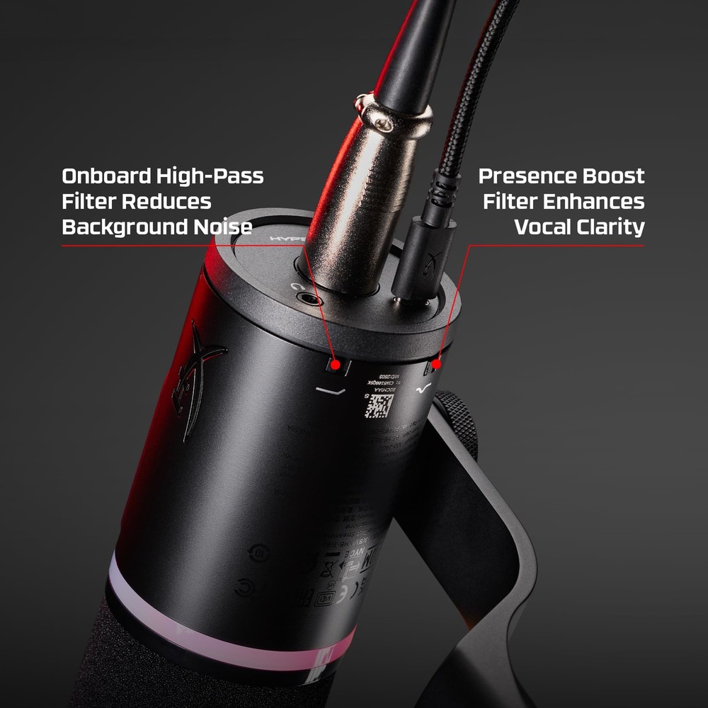 HyperX FlipCast Streaming XLR/USB Dynamic Microphone for PC, MacOS, PlayStation
