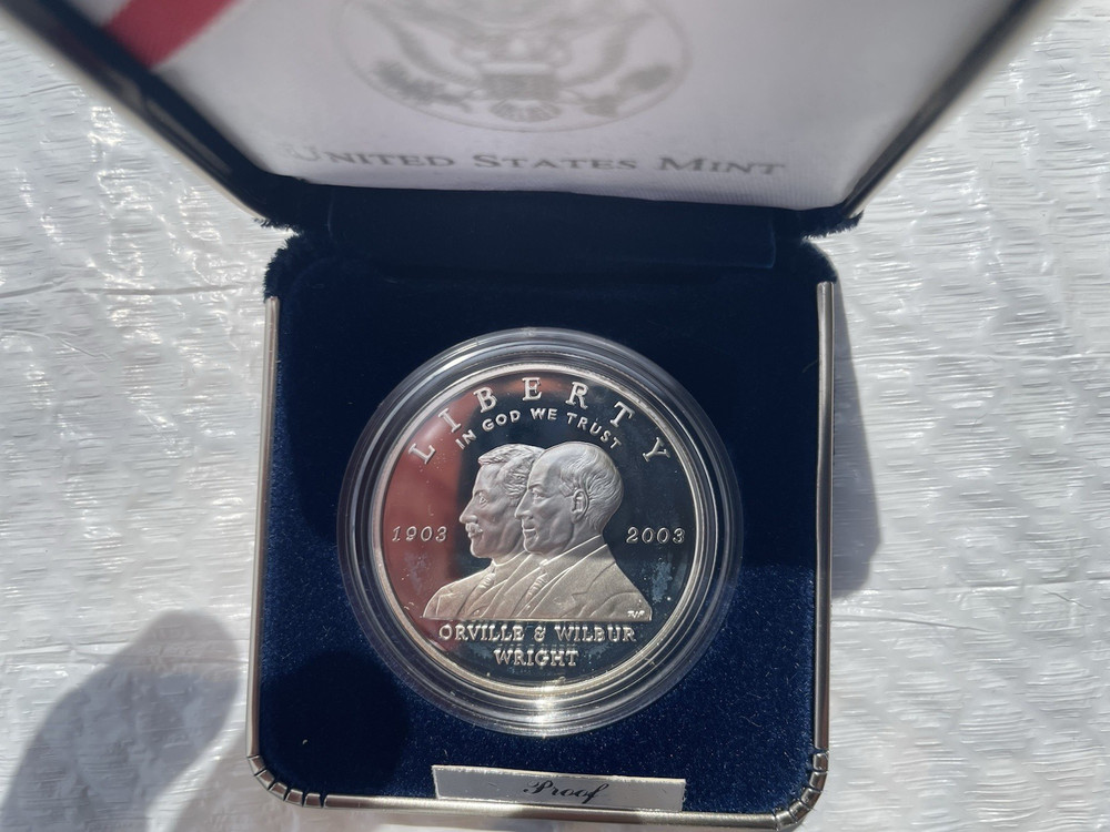 2003 First Flight Centennial Commemorative Silver Dollar Proof COA OGP Free Ship
