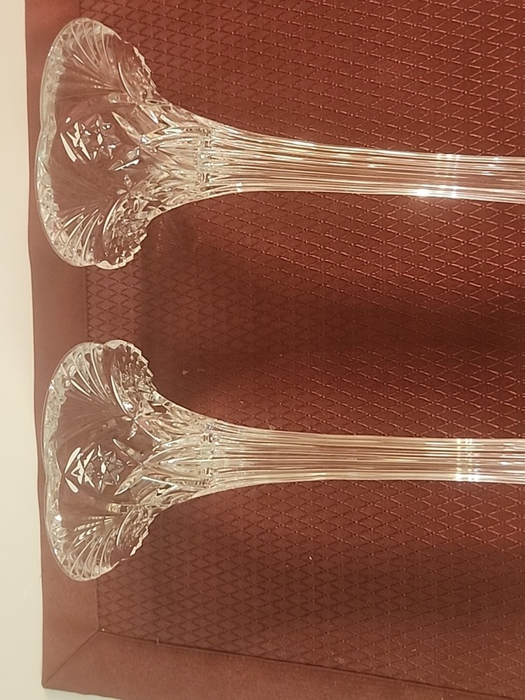 2 Beautiful Vintage Crystal Candlestick 8 3/4"