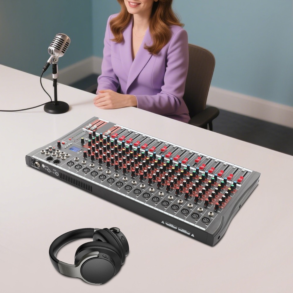 16 Channel Studio Audio Mixer Bluetooth USB Digital Sound Mixing Console Board