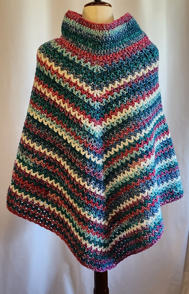 Handmade Crochet Poncho Bitty Stripes LG
