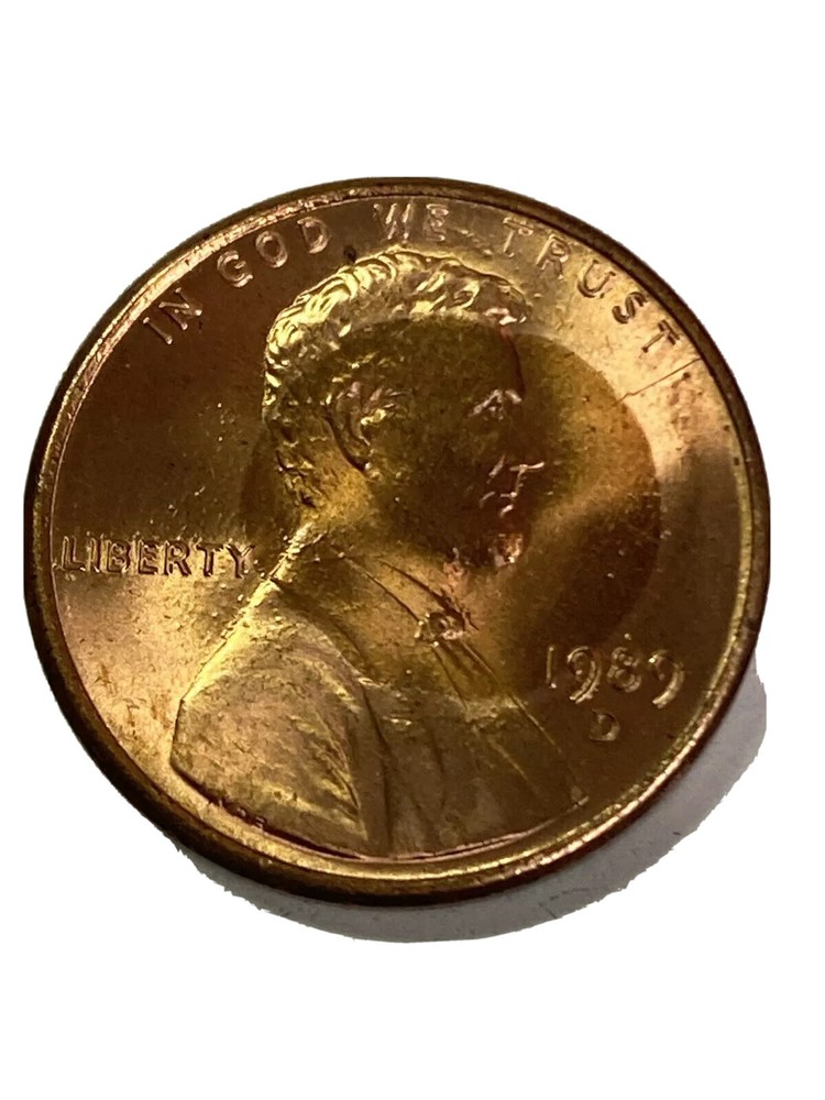 1989-D Penny dye error with dye ring on Obverse