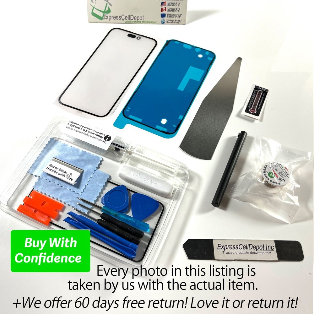 For Apple iPhone 15 Pro Max Screen Front Glass Only Replacement Kit Guide Tool