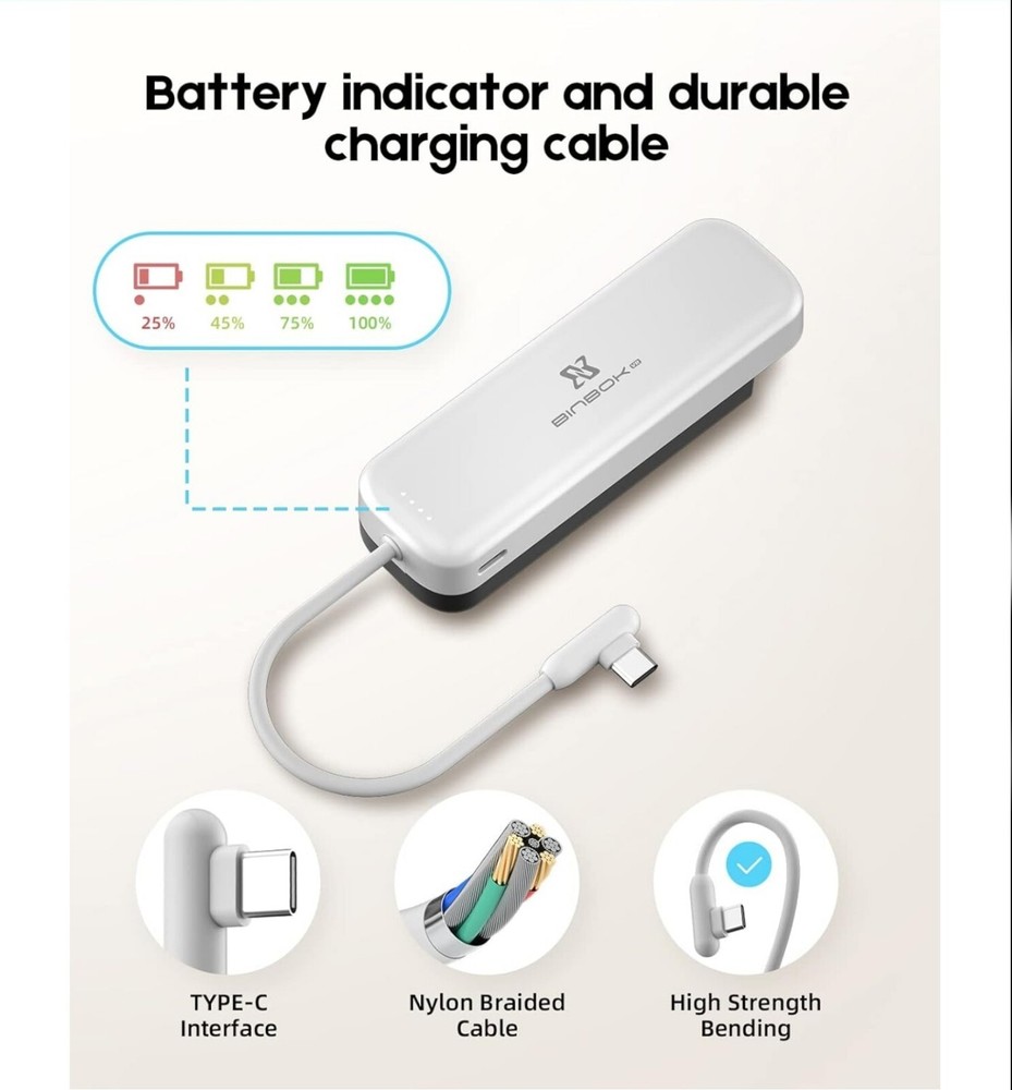BINBOK VR Battery Pack for Meta Quest 2,4000mAh Head Strap Battery Pack Only