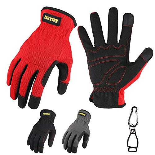 High Performance Work Gloves For Men(3 Pairs Pack), High Dexterity Medium Red