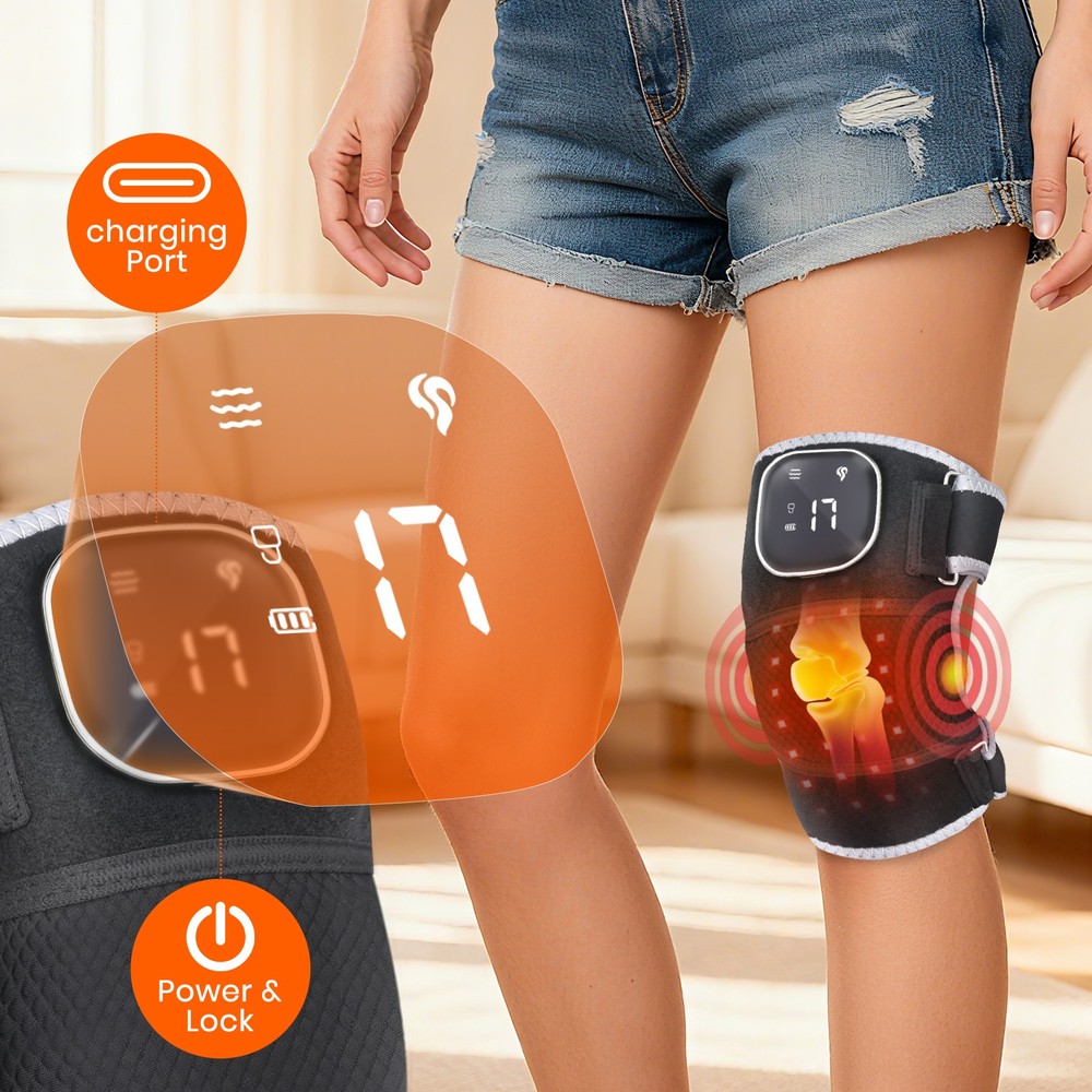 Red Light Therapy & Vibration Massage Knee Brace - Wireless Rechargeable Control
