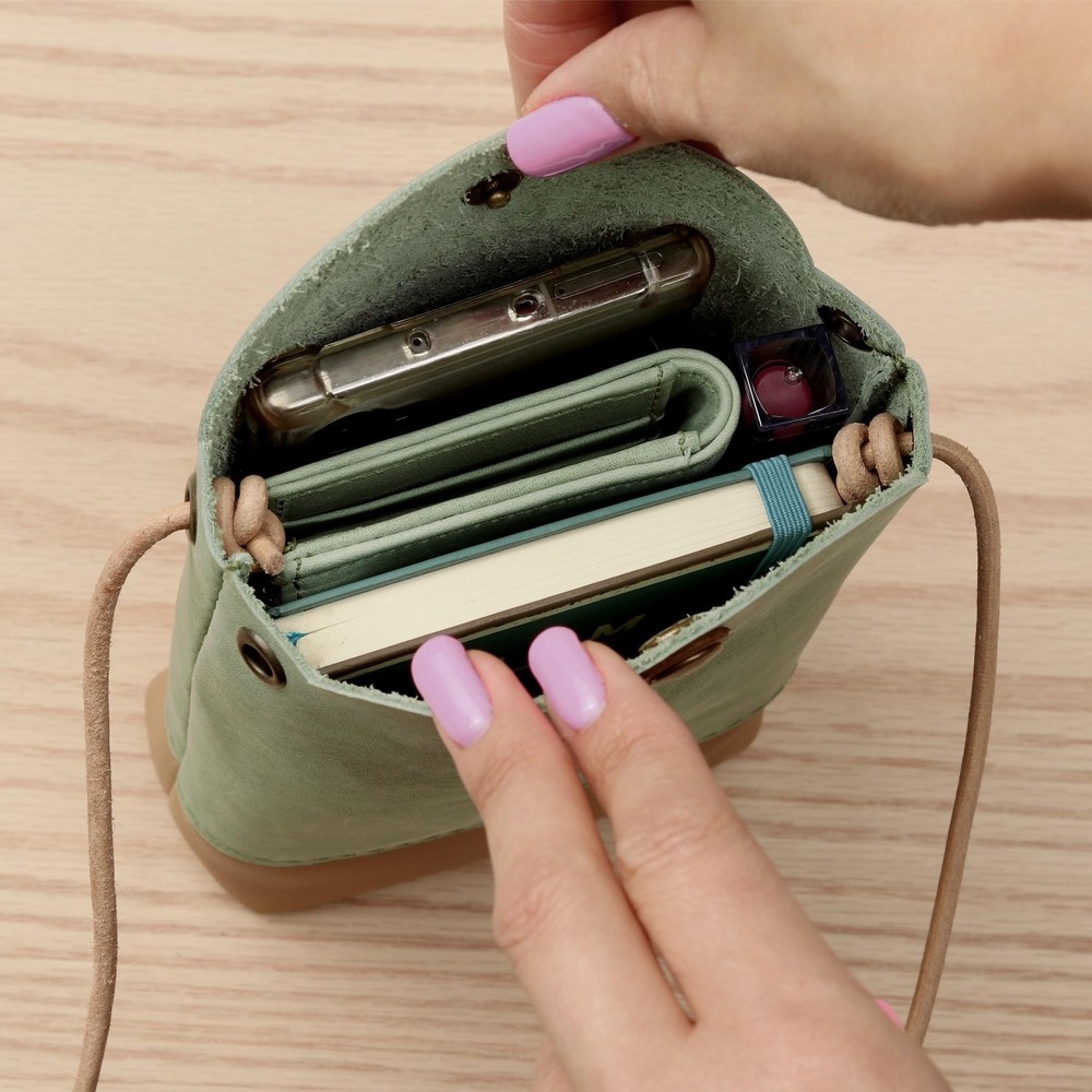 Chic Duo Sling Bag - Genuine Leather Mint Green