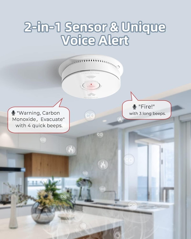 5 PACK SITERWELL Hardwired Smoke Alarm Carbon Monoxide Detector Interconnected