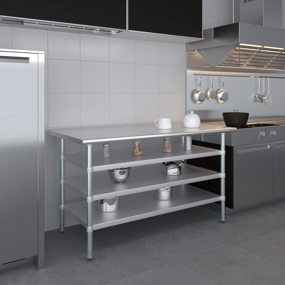 30 in. x 60 in. Stainless Steel Table With Three Undershelves