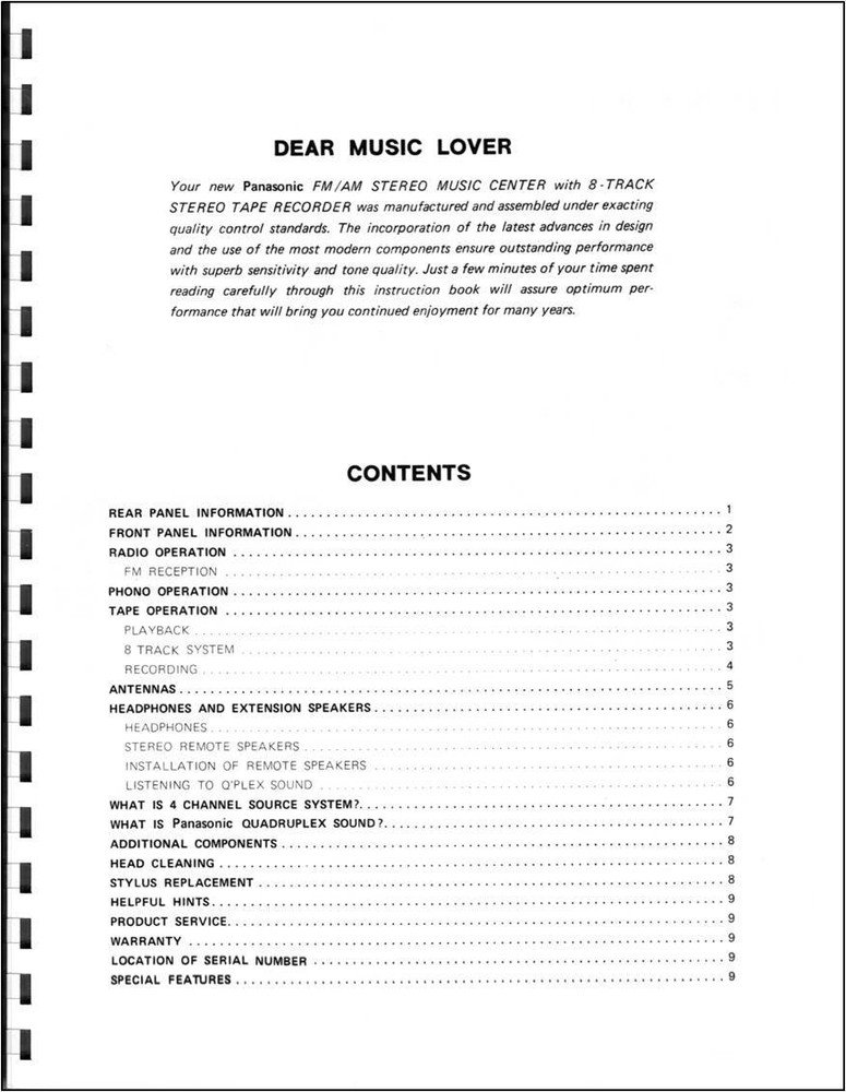 Panasonic SE-4080 Compact Stereo Owners Manual - Operating Instructions
