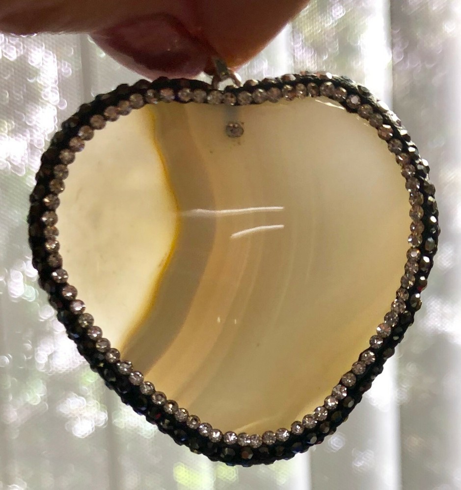 NATURAL AGATE HEART SHAPED NECKLACE 18"-22"