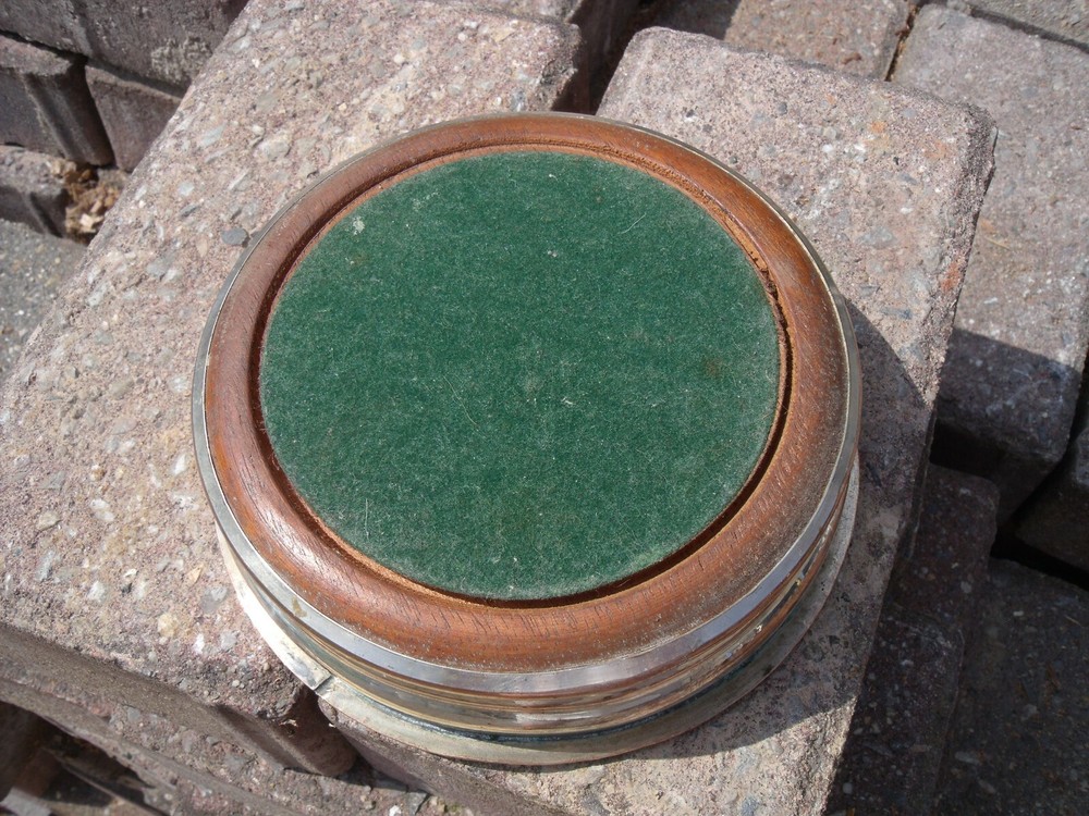 Silver Plated Coaster with Wood Base ~ Silver Plate on Copper Coaster.