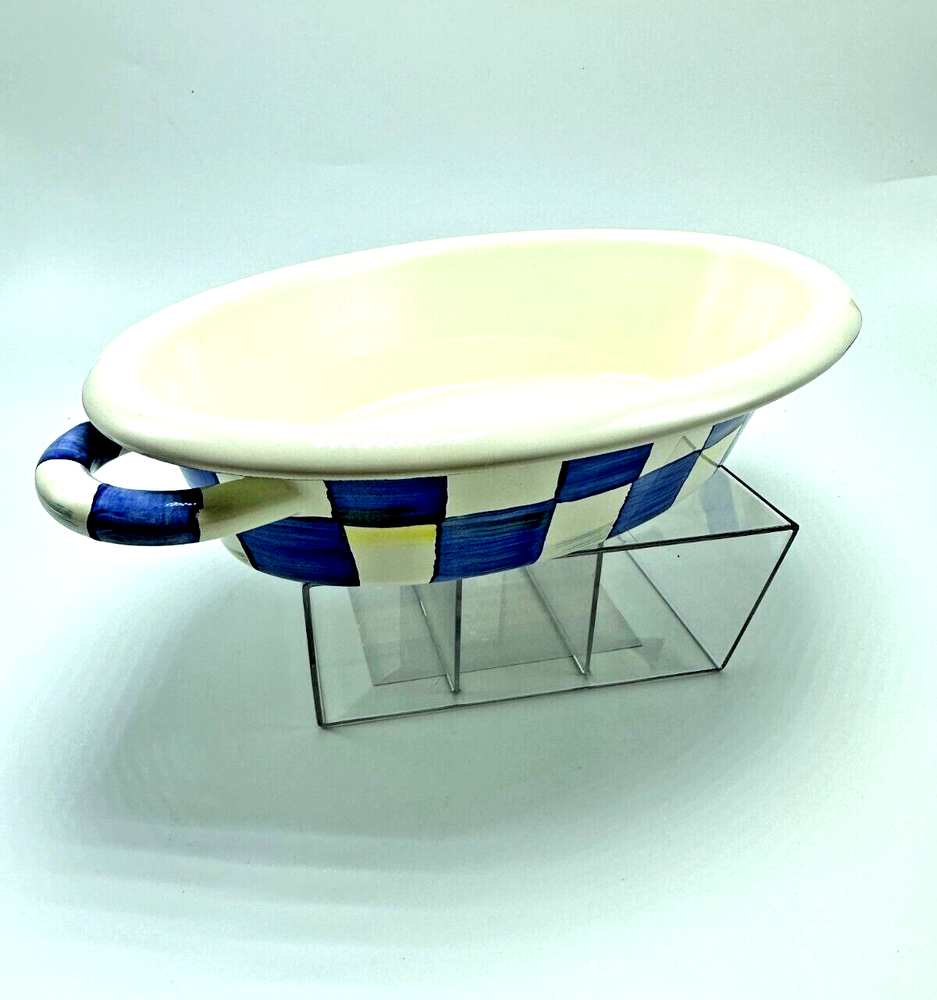 MacKenzie-Childs Enamel Oval Royal Check Gratin Dish-Small