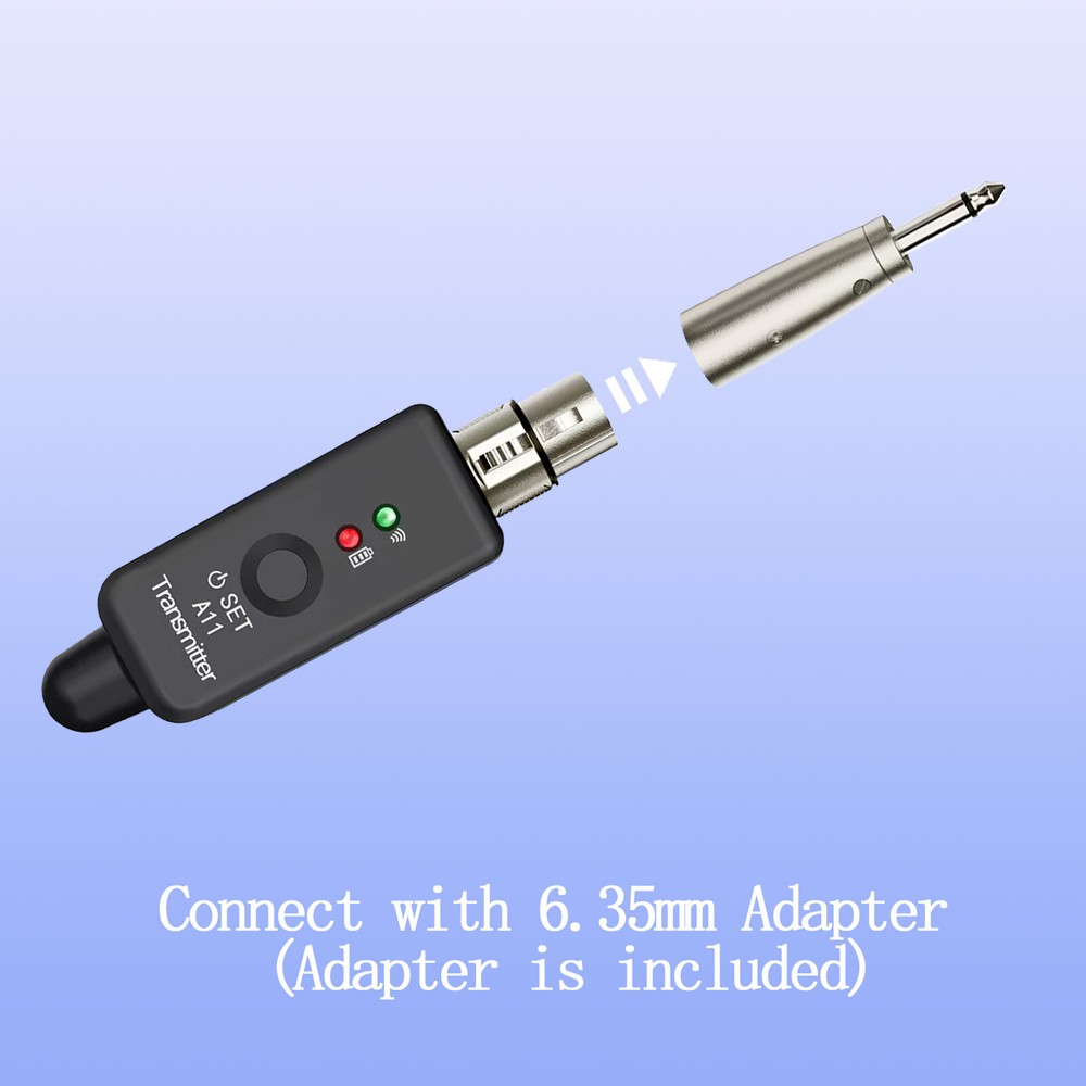 Wireless Microphone System XLR Transmitter Receiver Rechargeable Speaker Adapter
