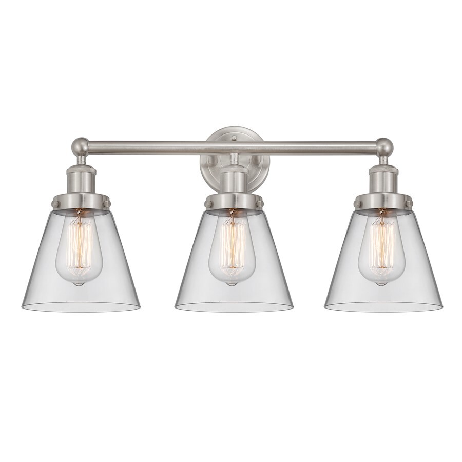 Innovations Lighting Cone 3 Light Bath Vanity, SN/Clear - 616-3W-SN-G62