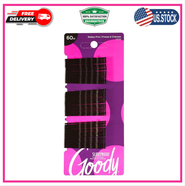60-count Goody SlideProof Bobby Pins, Black (1942233)