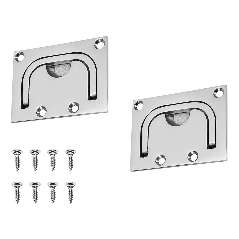 Marine 316 Stainless Steel Foldable Recessed Hatch Handle Ring Pull Boat Deck