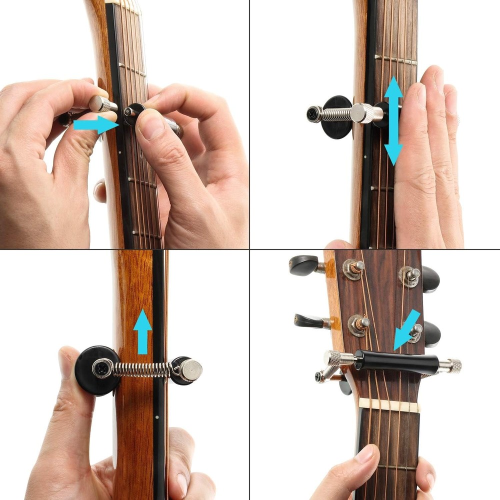 2 Pack Guitar Rolling Capo Sliding Adjustable Rubber and Stainless black
