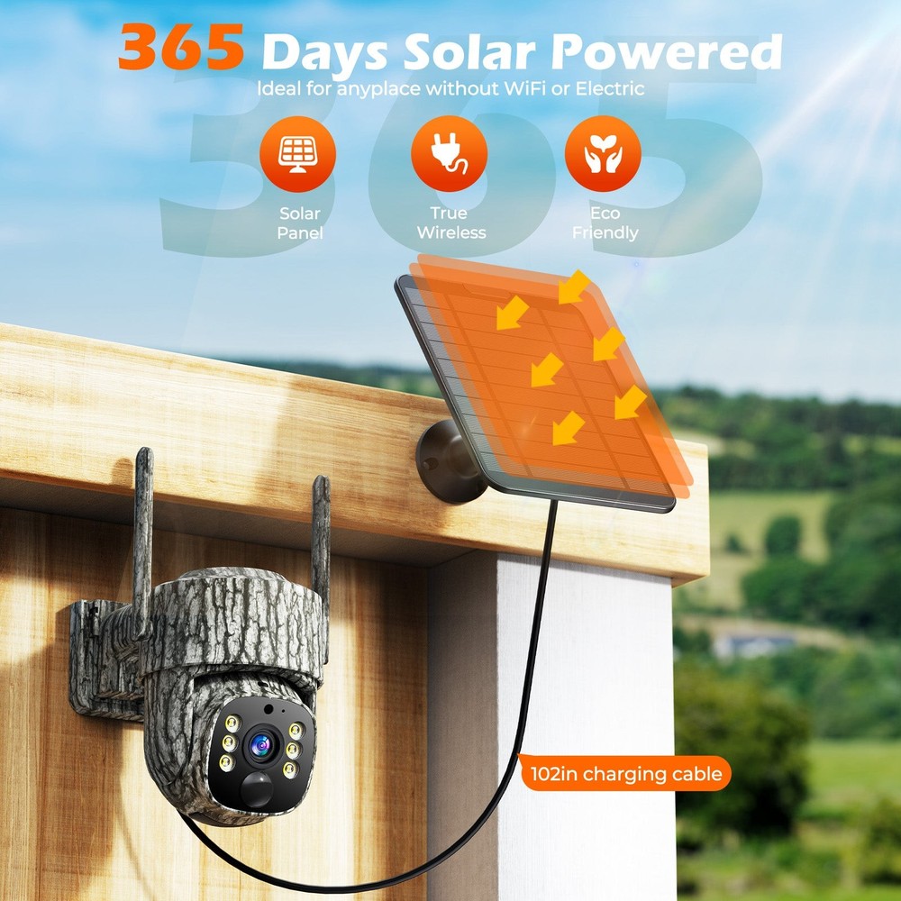 Voopeak 4G Solar Trail Camera W/ Battery Solar Panel Hunting/ Security Cellular