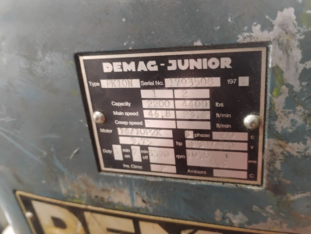 DEMAG-JUNIOR PK10N 4400lbs CHAIN HOIST