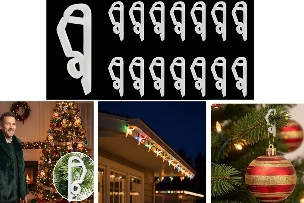 Kihanyoh Christmas Light Clips, White Gutter Hooks Outside String