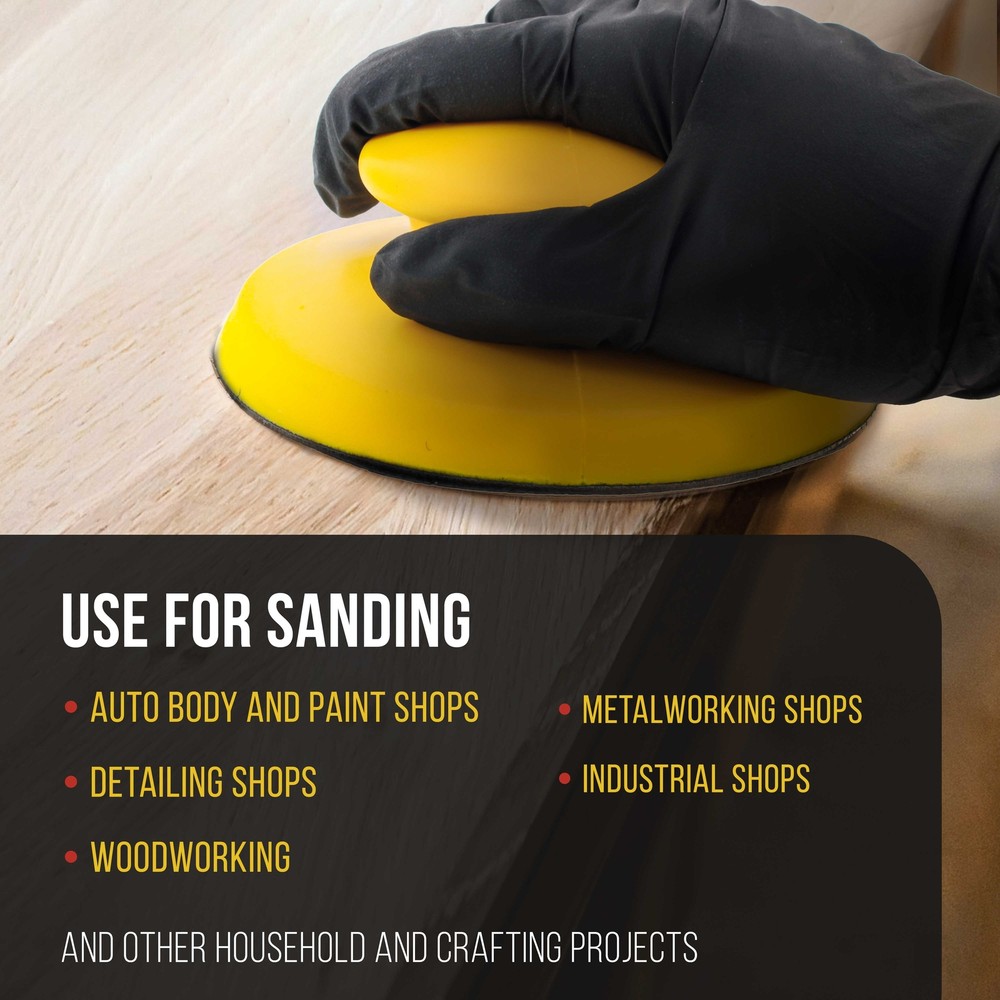 6" Round Hand Sanding Block Adaptor Sheets, Convert Hook and Loop to PSA Sticky
