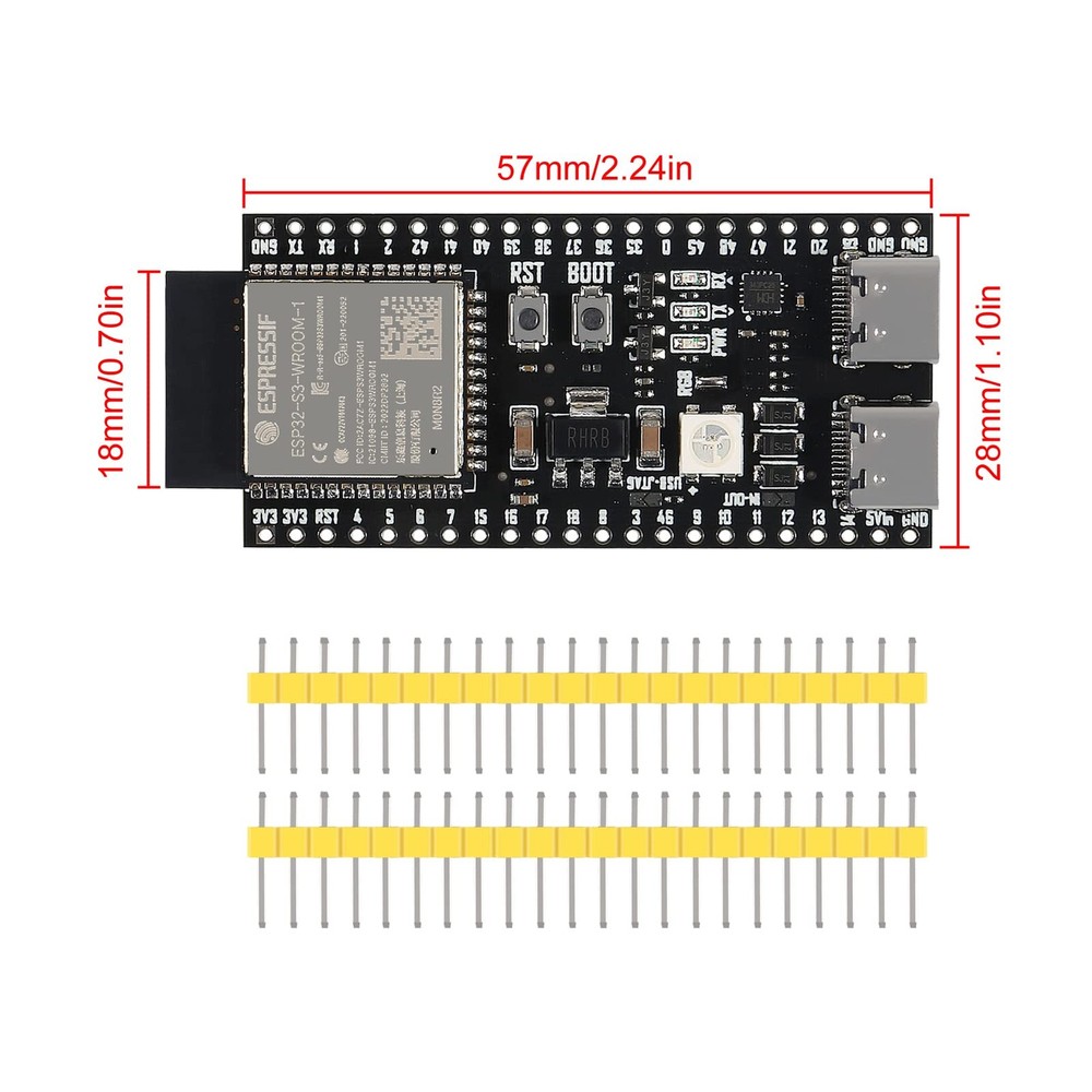 2 PCS ESP32-S3 WiFi Bluetooth Dual Type-C Development Board for Arduino